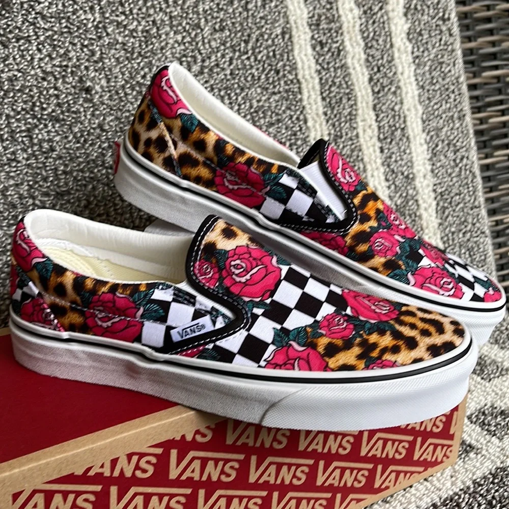Vans Classic Slip-On Rose/Animal Check True White Multi WMNS - Picture 6 of 16